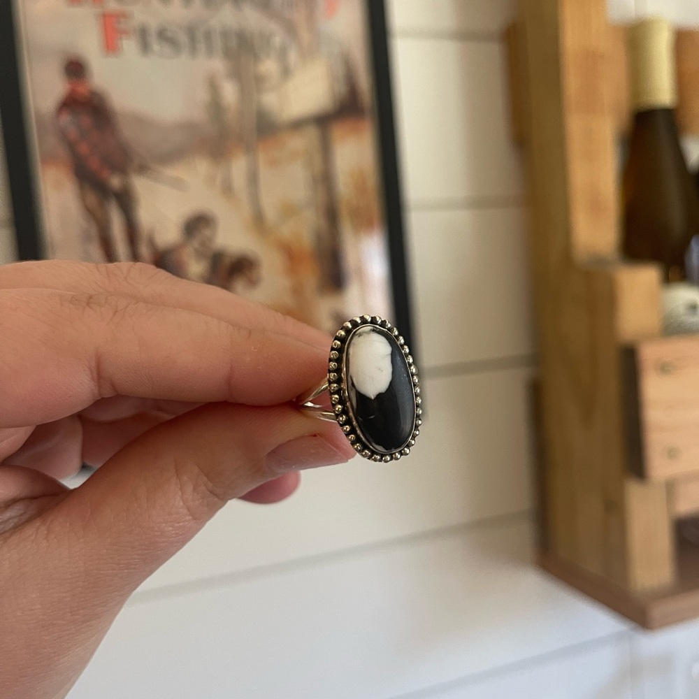 Buffalo Turquoise Sterling Silver Ring, Size 9.5 - Picture 2 of 6